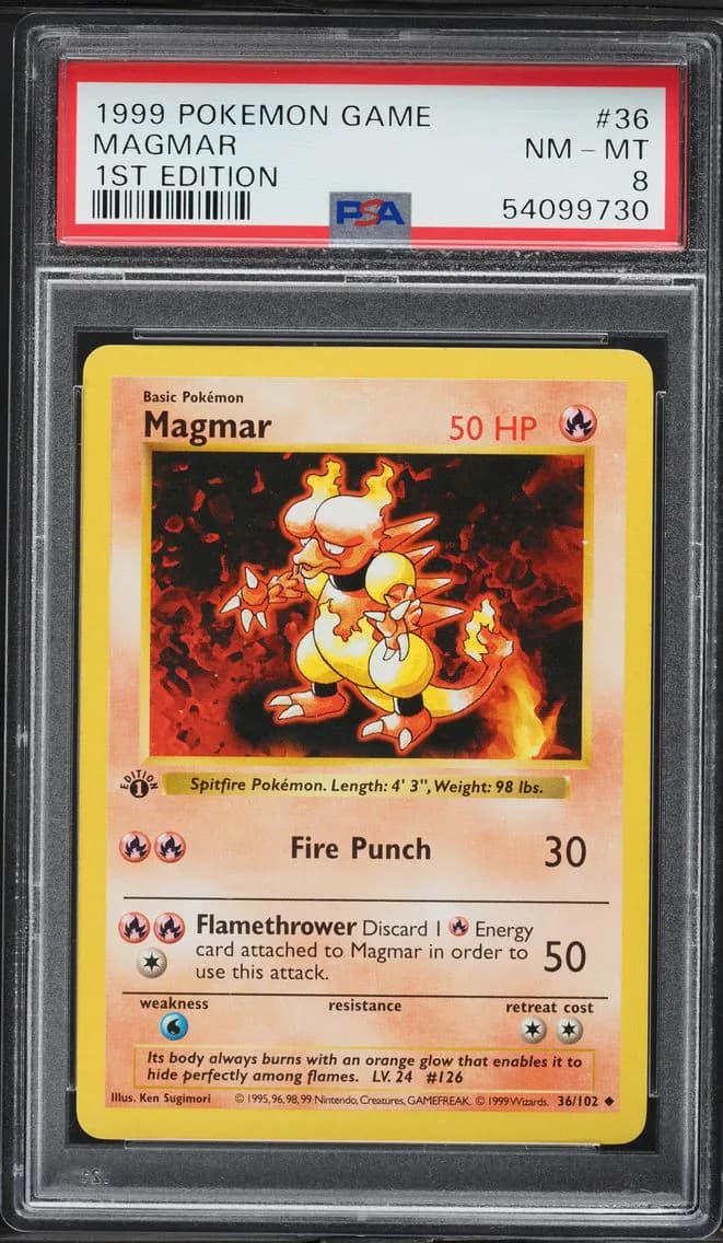 Magmar 1st Edition, Game, PSA 8