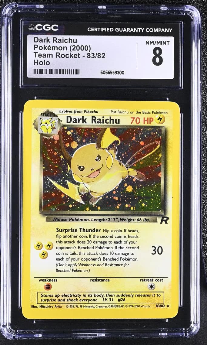 Dark Raichu-Holo, Team Rocket - Unlimited, CGC 8