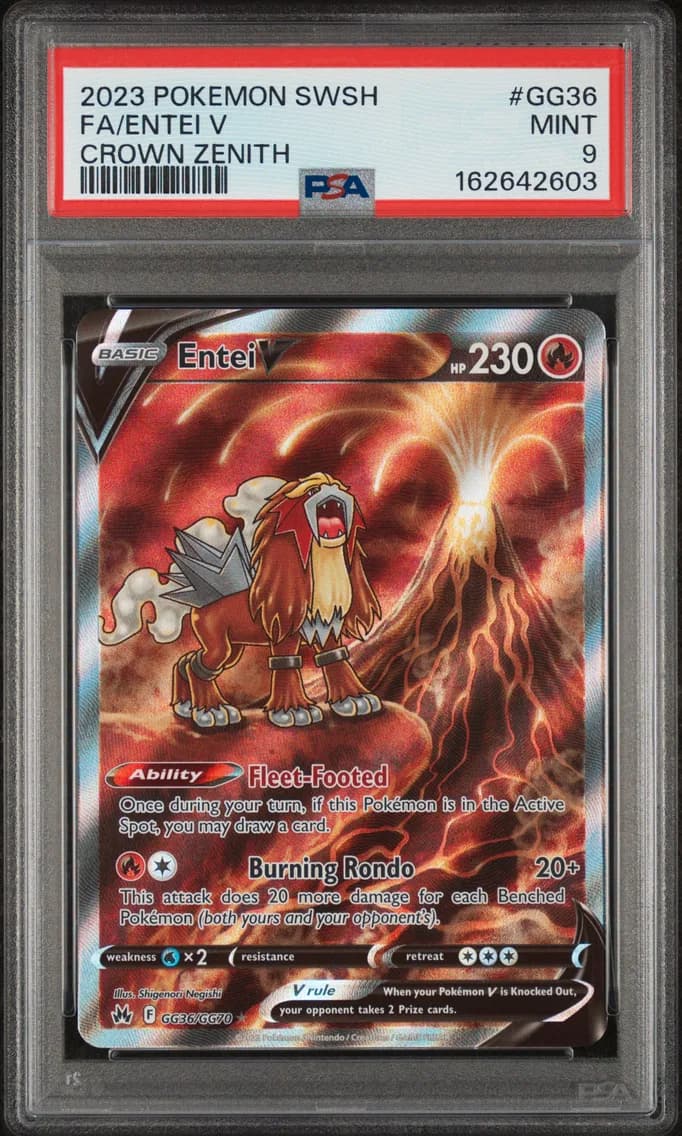 Entei V, Sword and Shield Crown Zenith, PSA 9