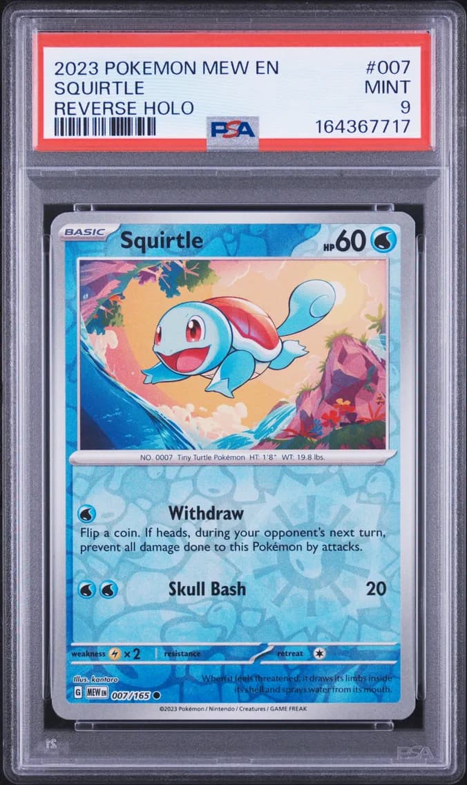 Squirtle Reverse Holo, 151, PSA 9
