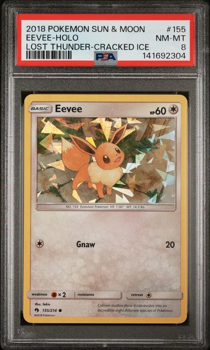 Eevee-Holo, Sun & Moon Lost Thunder, PSA 8