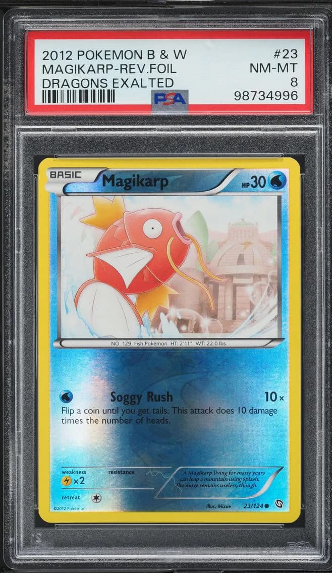 Magikarp-Reverse Foil, Black & White Dragons Exalted, PSA 8