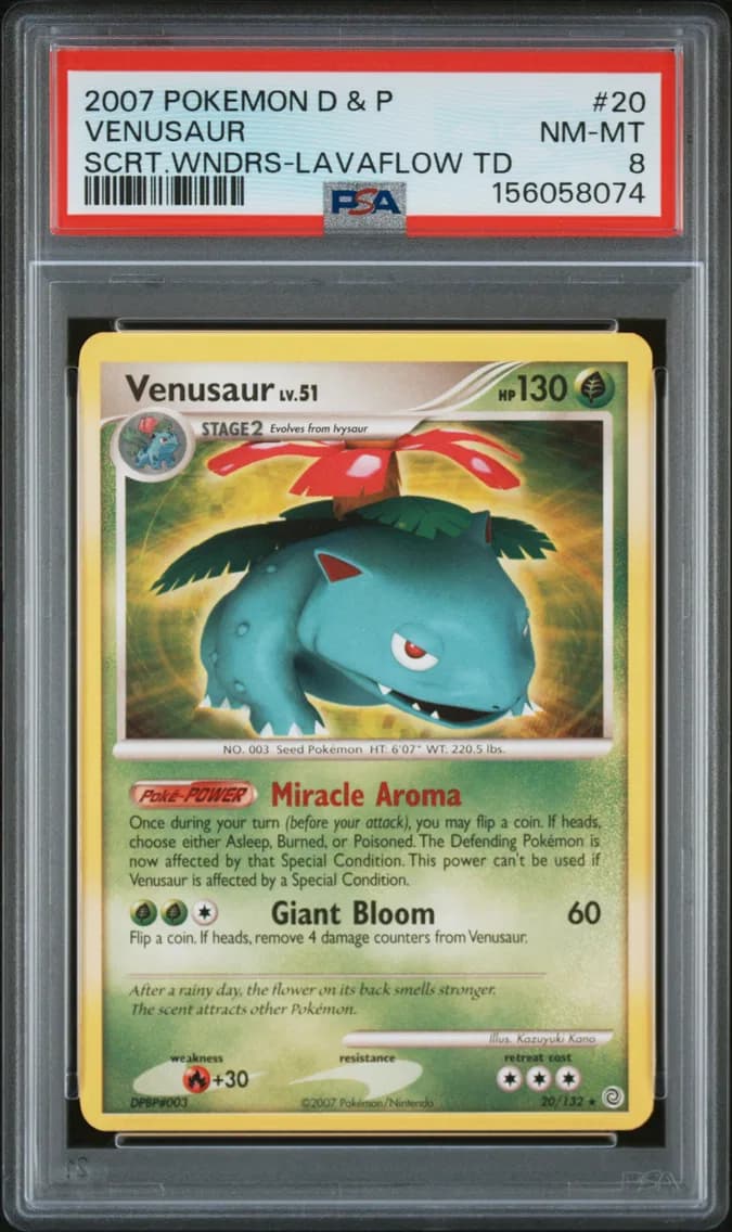 Venusaur, Diamond & Pearl Secret Wonders, PSA 8