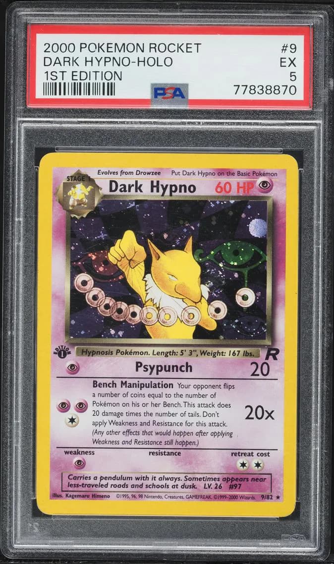 Dark Hypno-Holo 1st Edition, Rocket, PSA 5