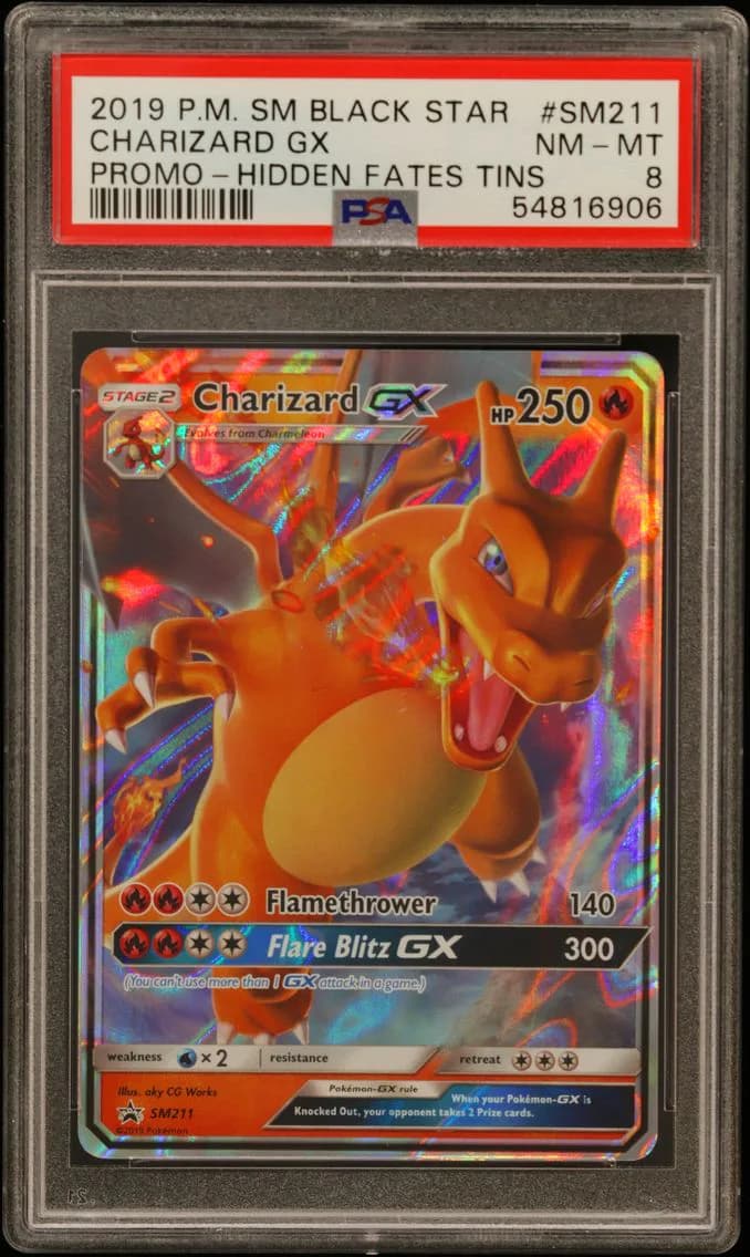 Charizard GX, SM Black Star Promo, PSA 8