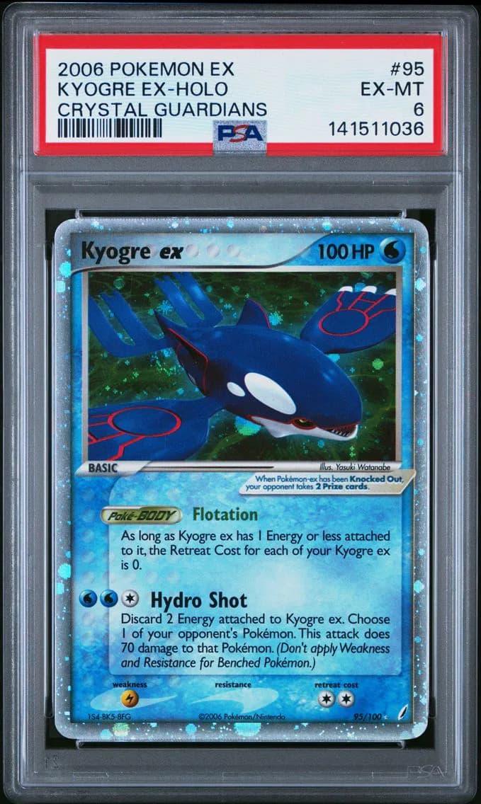 Kyogre EX-Holo, EX Crystal Guardians, PSA 6