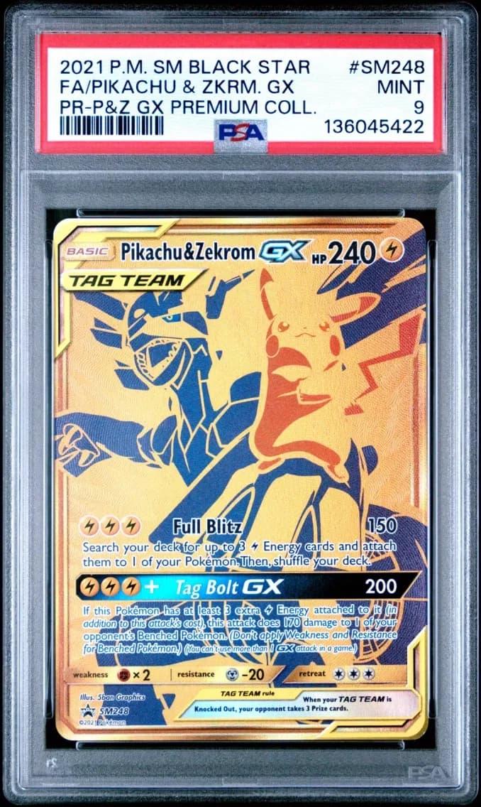 Pikachu & Zekrom GX, SM Black Star Promo, PSA 9