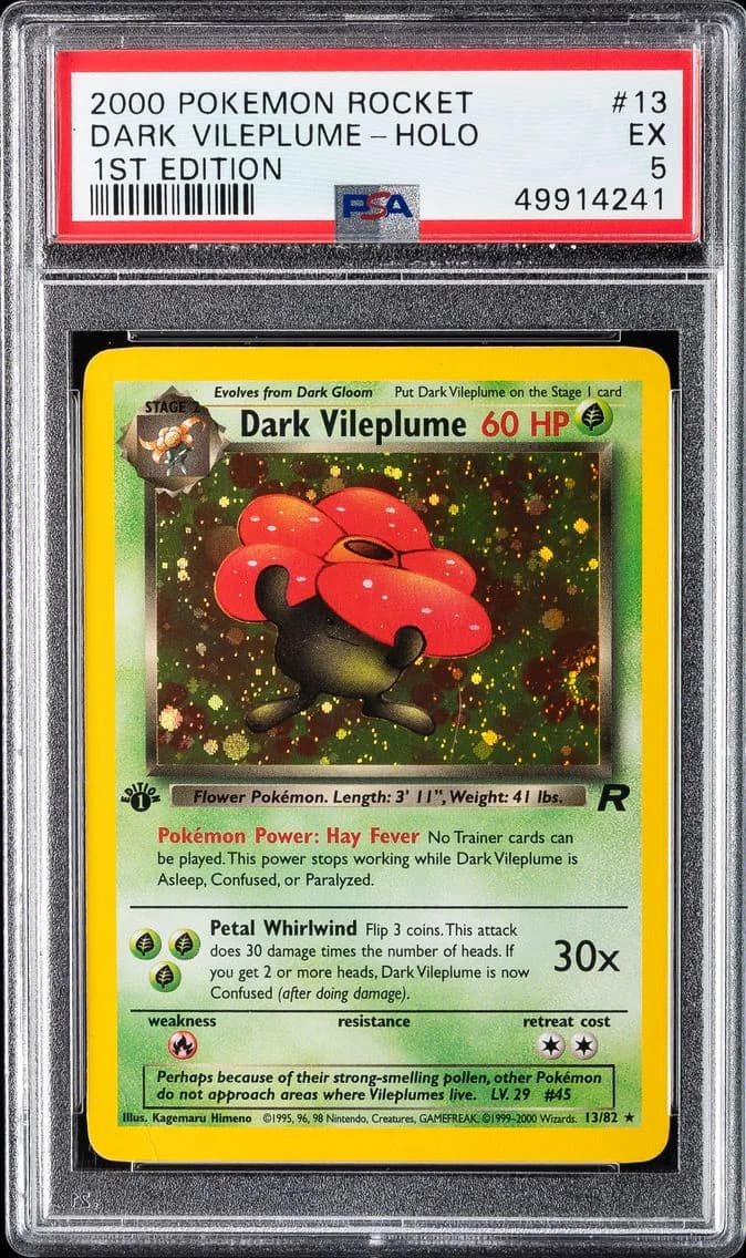 Dark Vileplume-Holo 1st Edition, Rocket, PSA 5