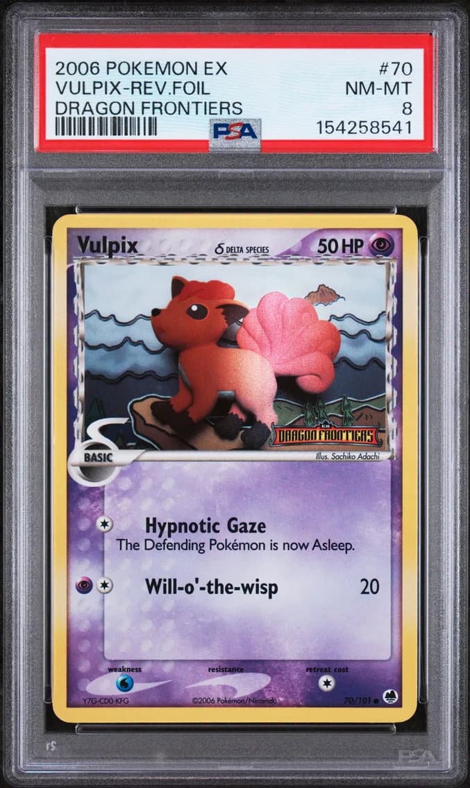 Vulpix-Reverse Foil, EX Dragon Frontiers, PSA 8