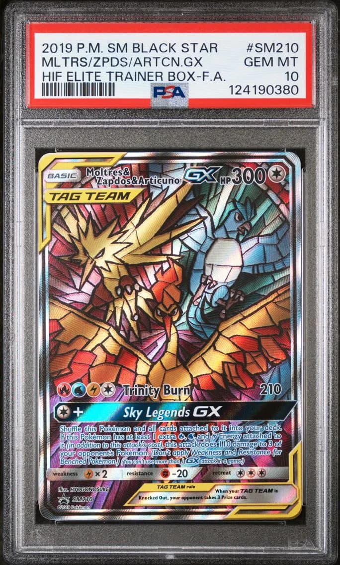 Moltres & Zapdos & Articuno GX, SM Black Star Promo, PSA 10