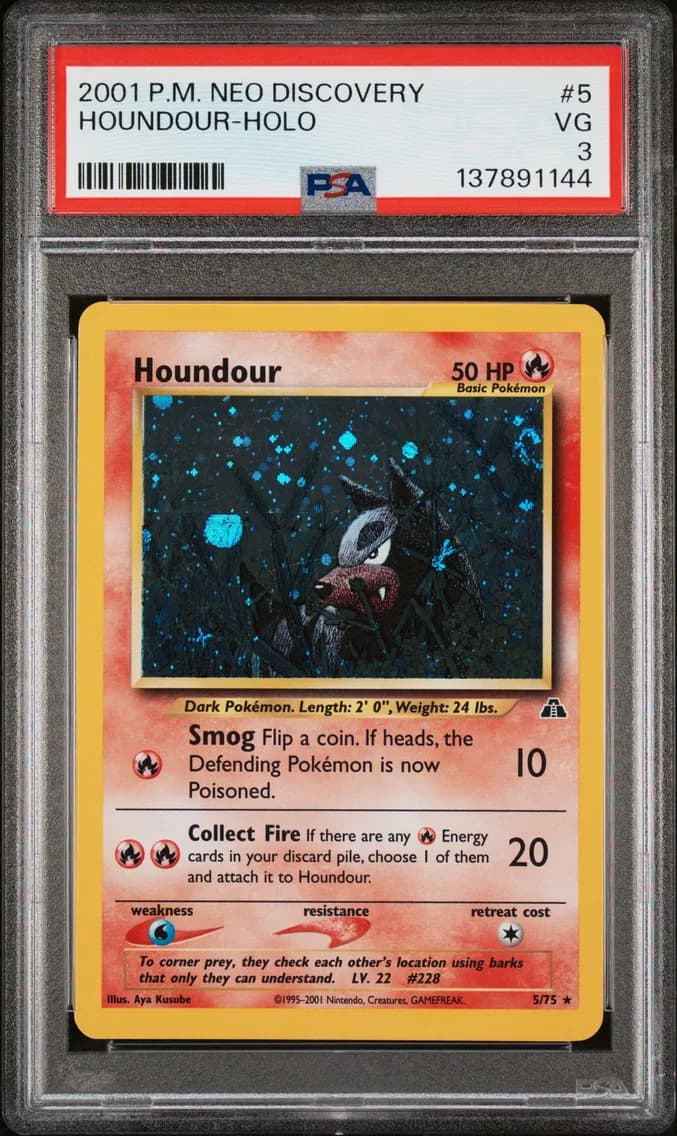 Houndour-Holo, Neo Discovery, PSA 3
