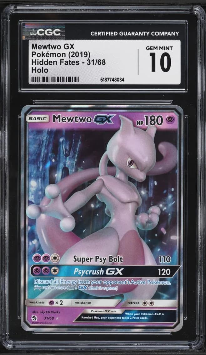 Mewtwo GX, Hidden Fates, CGC 10