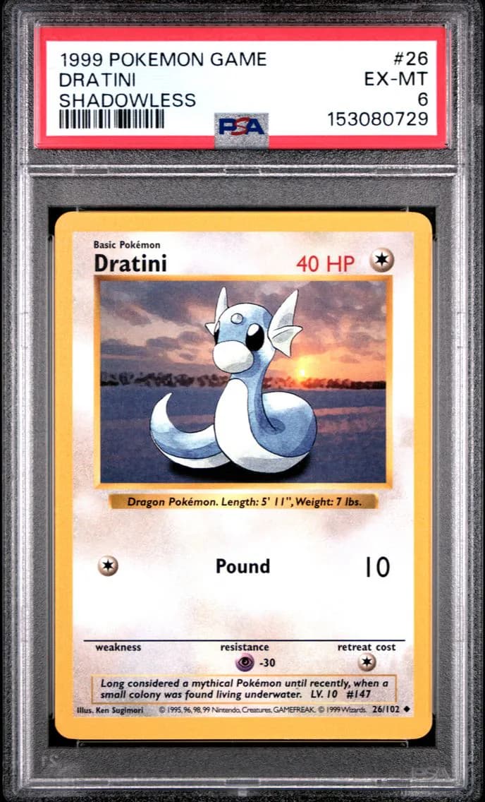 Dratini Shadowless, Game, PSA 6