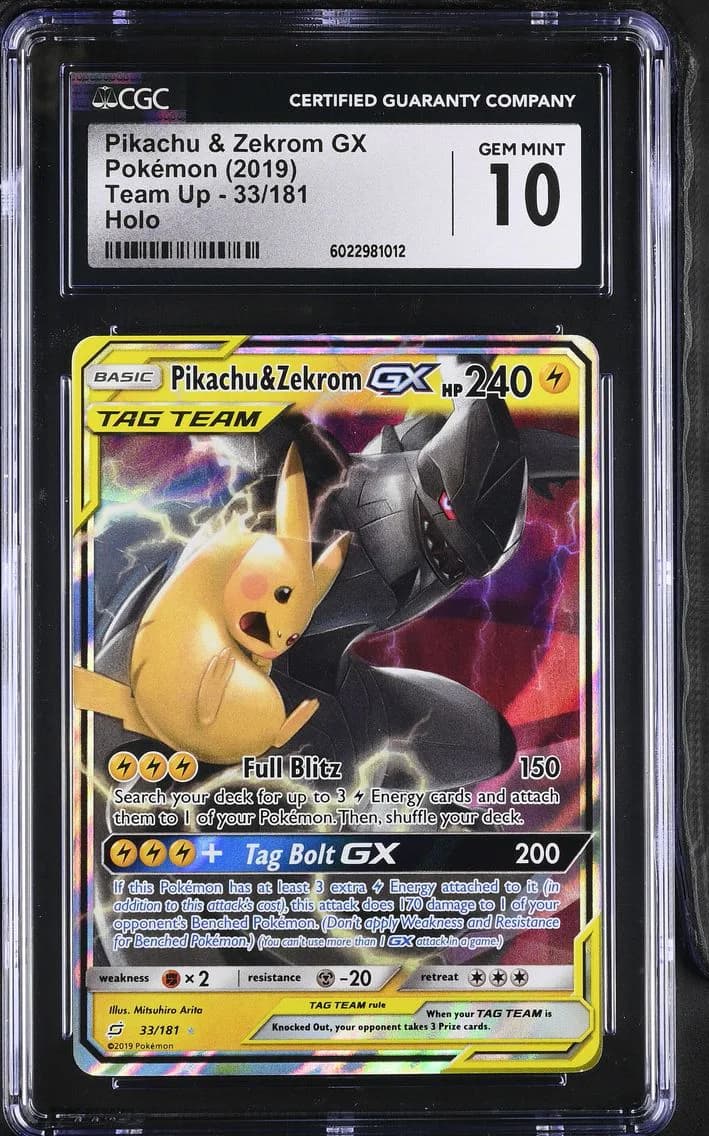 Pikachu &amp; Zekrom GX, Team Up, CGC 10