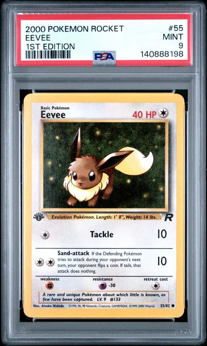 Eevee 1st Edition, Rocket, PSA 9