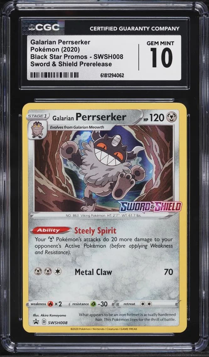 Galarian Perrserker, Black Star Promos - Sword & Shield, CGC 10