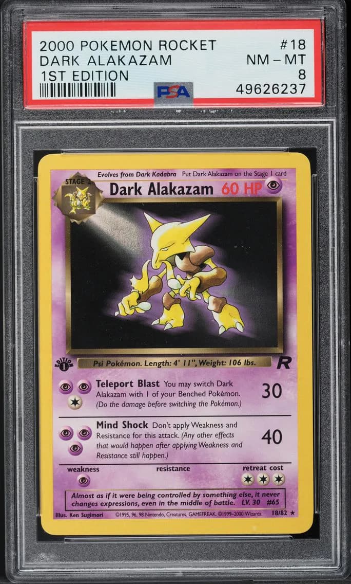 Dark Alakazam, Rocket, PSA 8