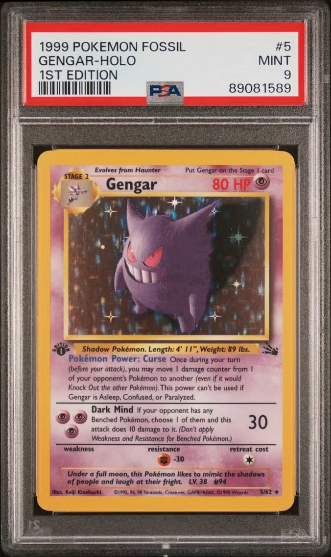 Gengar-Holo 1st Edition, Fossil, PSA 9