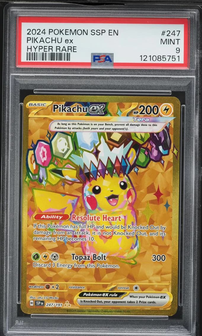 Pikachu EX, Surging Sparks, PSA 9