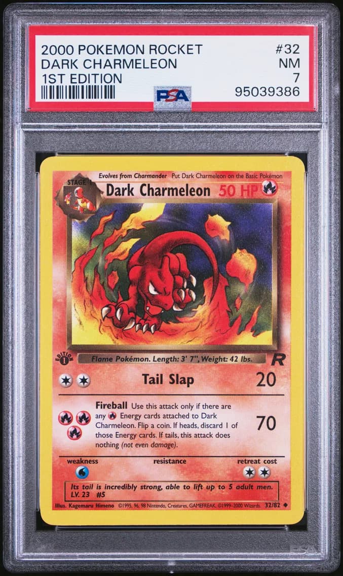 Dark Charmeleon 1st Edition, Rocket, PSA 7