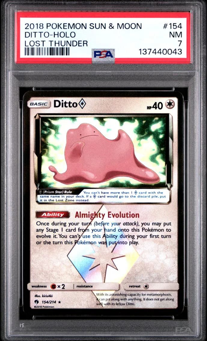Ditto-Holo, Sun & Moon Lost Thunder, PSA 7