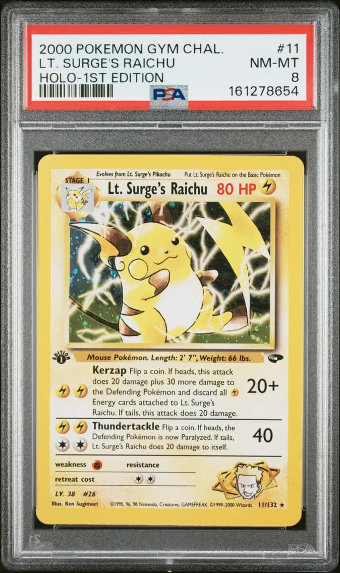 LT. Surge's Raichu, Gym Challenge, PSA 8