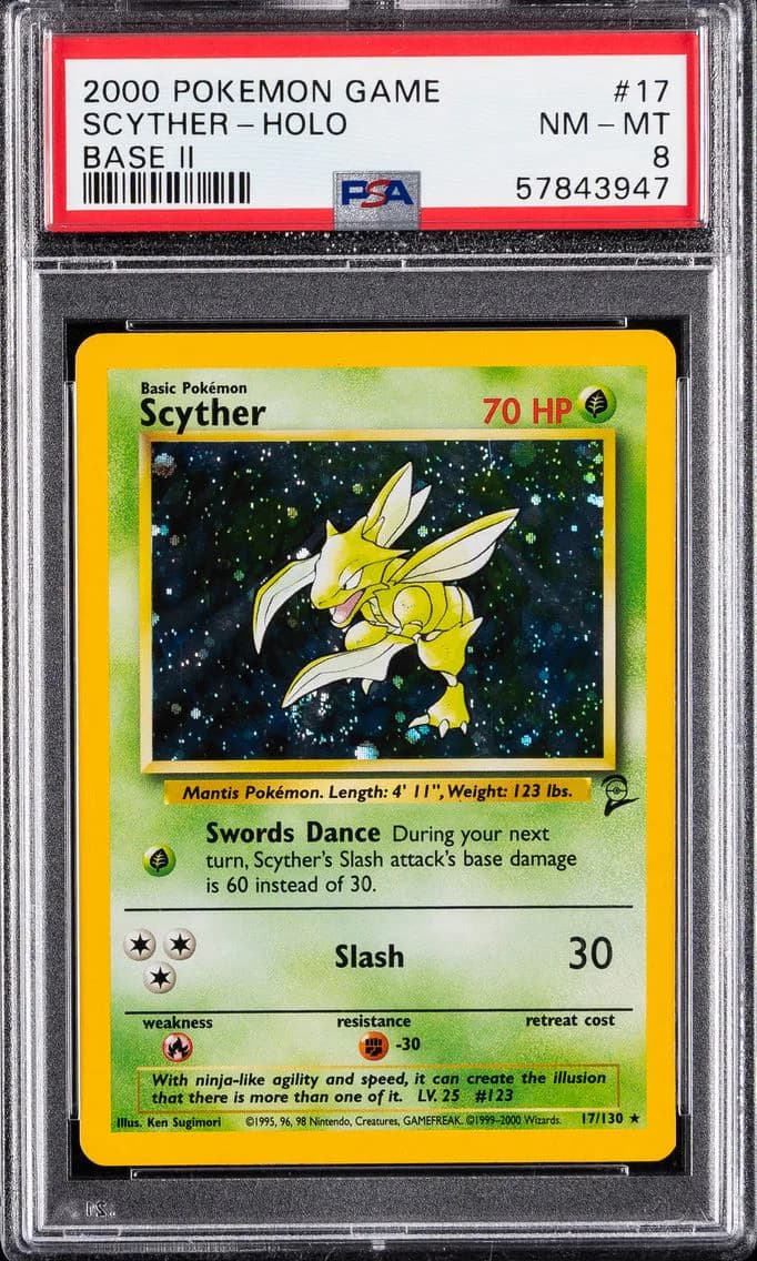 Scyther-Holo, Game Base II, PSA 8