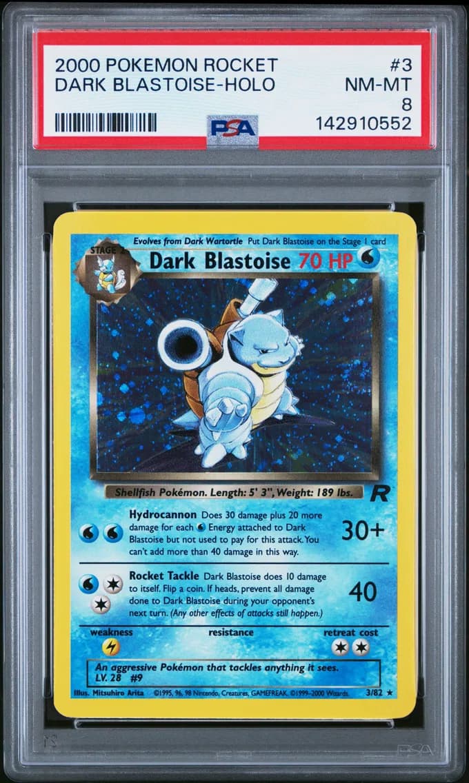 Dark Blastoise-Holo, Rocket, PSA 8