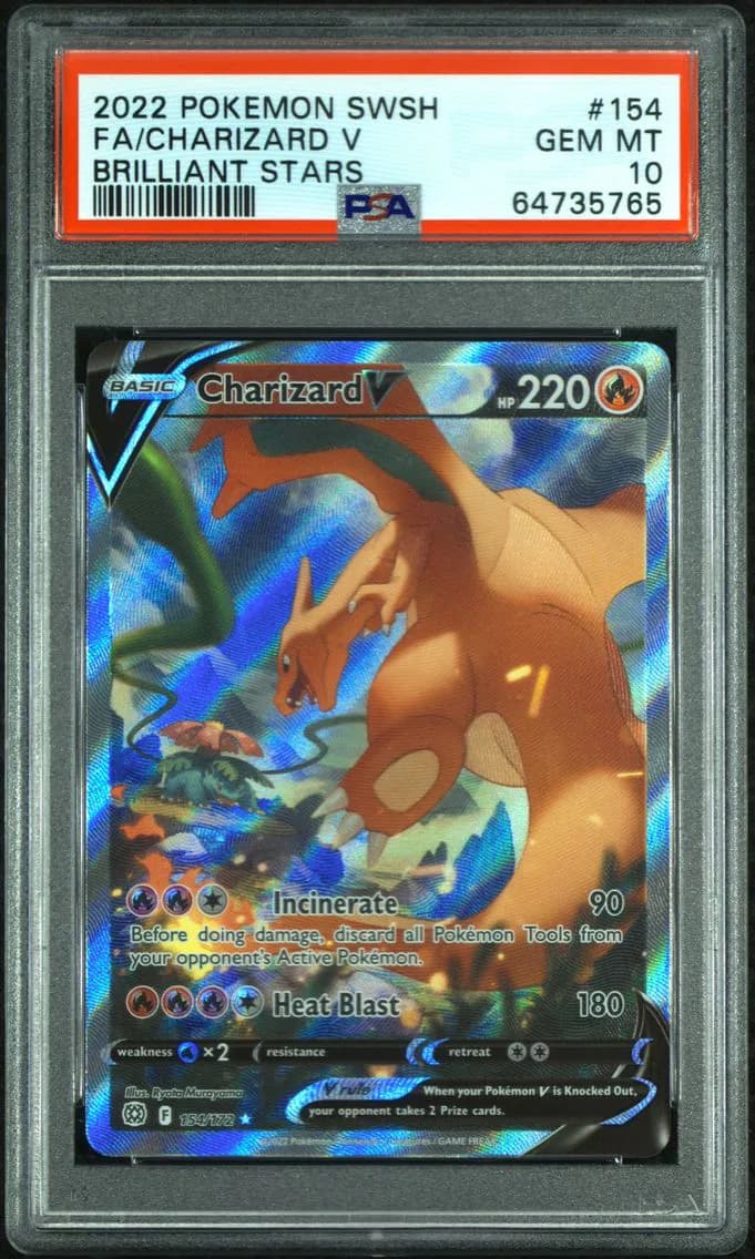 Charizard V, Sword & Shield Brilliant Stars, PSA 10