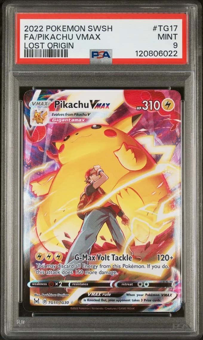 Pikachu VMAX, Sword & Shield Lost Origin, PSA 9