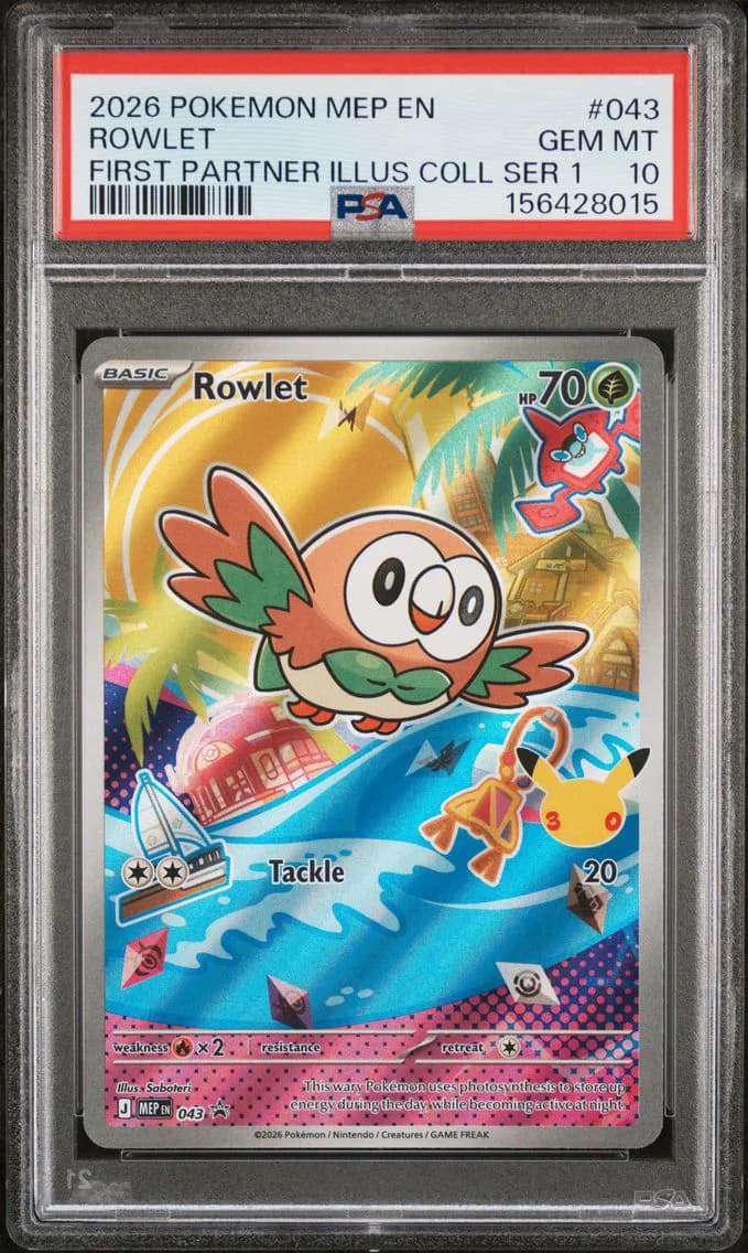 Rowlet, Me Black Star Promo, PSA 10