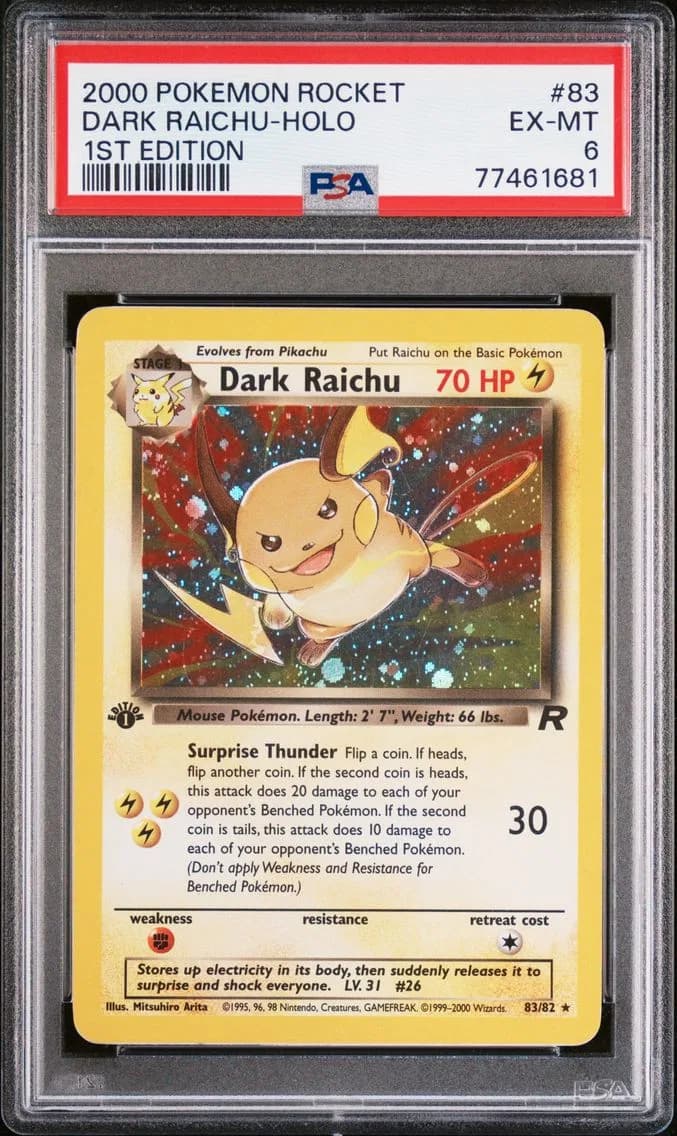 Dark Raichu-Holo 1st Edition, Rocket, PSA 6