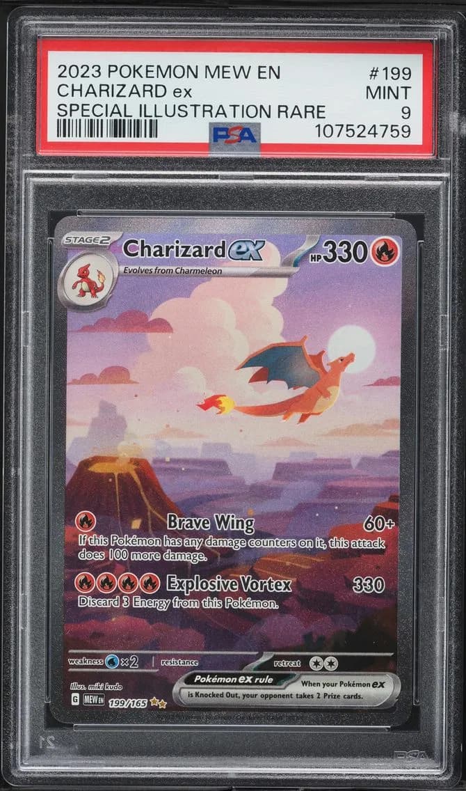 Charizard EX, 151, PSA 9