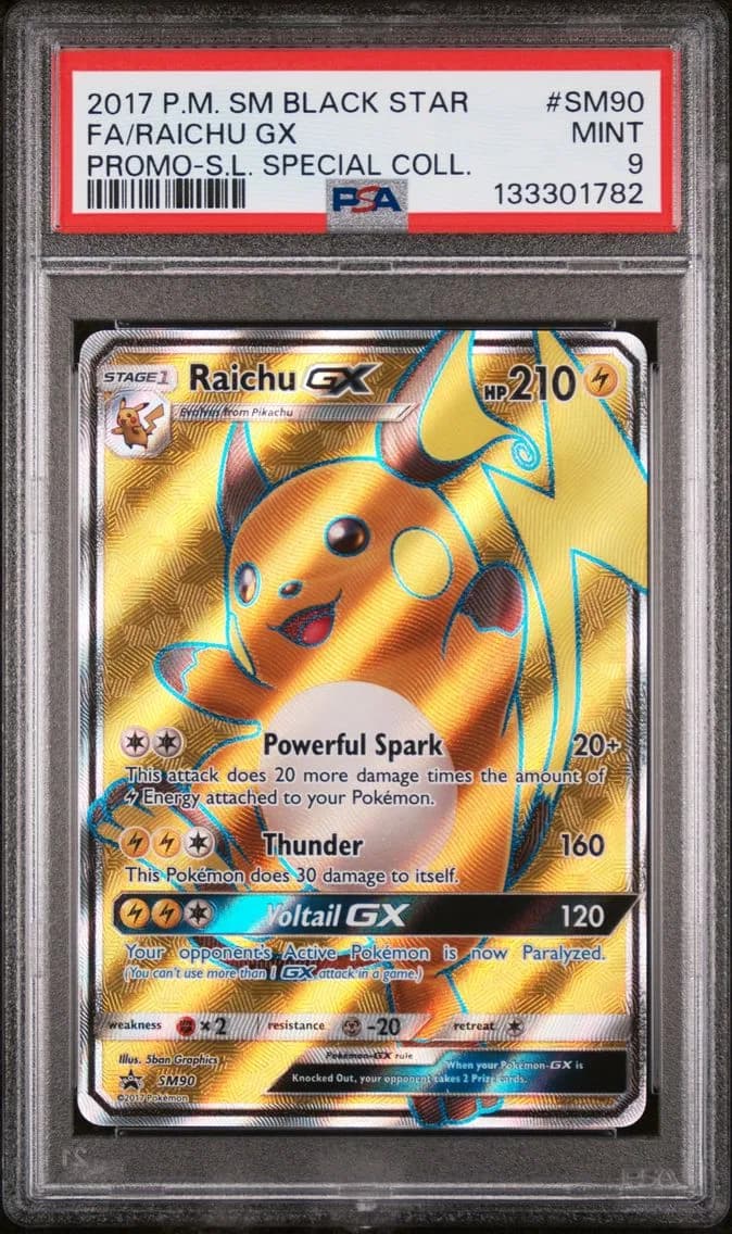 Raichu GX, SM Black Star Promo, PSA 9