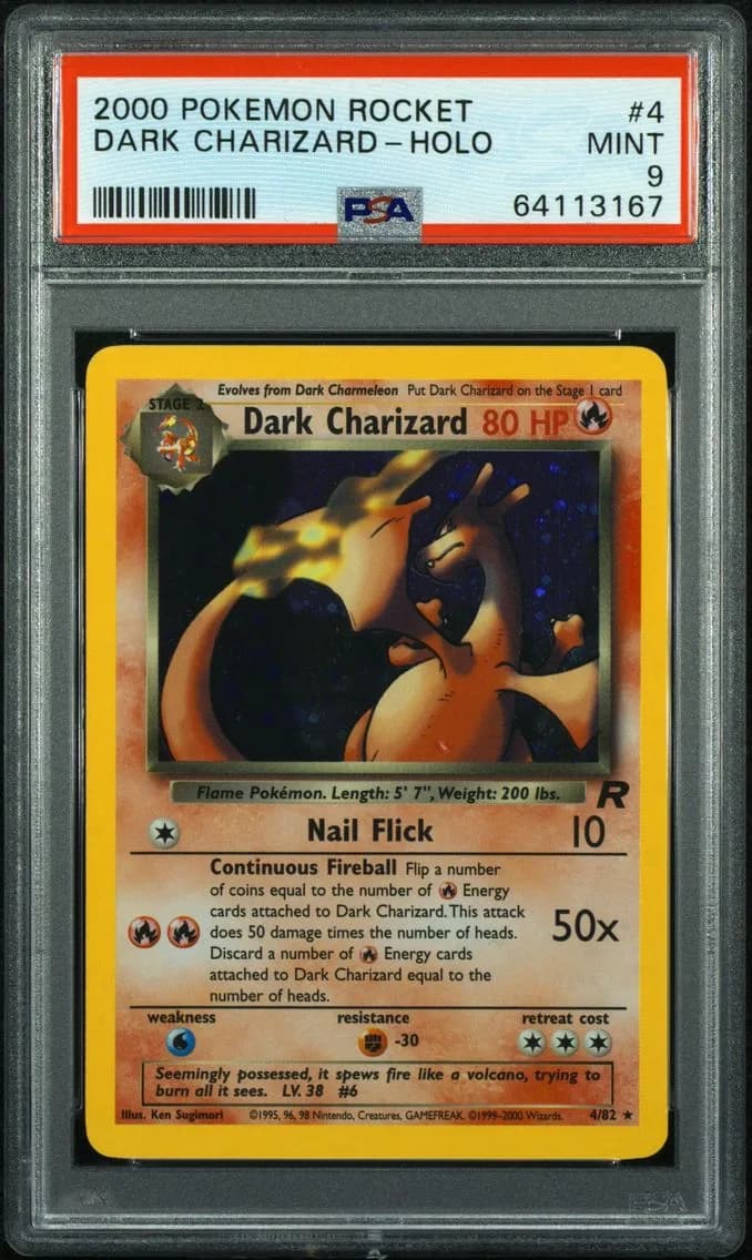 Dark Charizard-Holo, Rocket, PSA 9