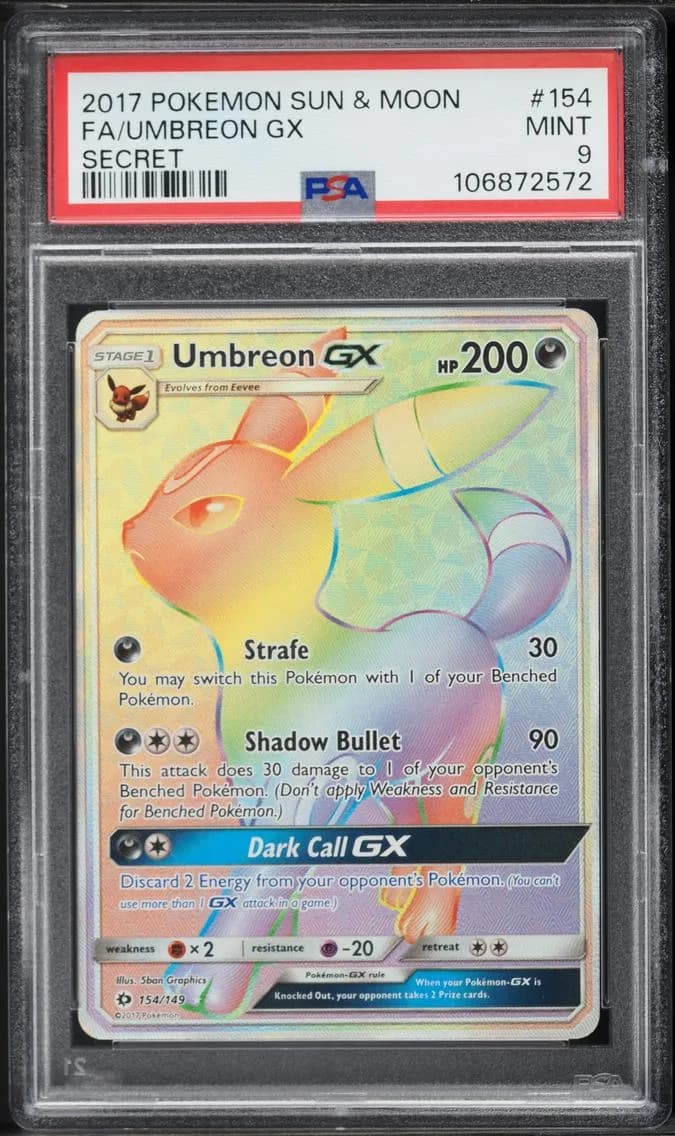 Umbreon GX, Sun & Moon, PSA 9