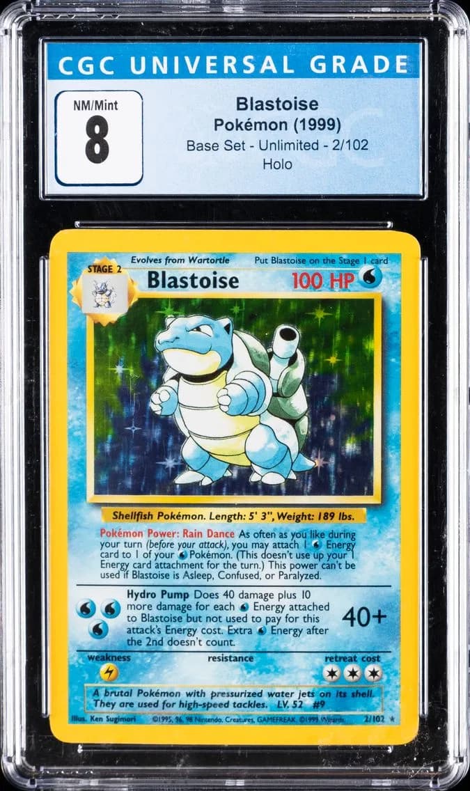 Blastoise-Holo, Base Set - Unlimited, CGC 8