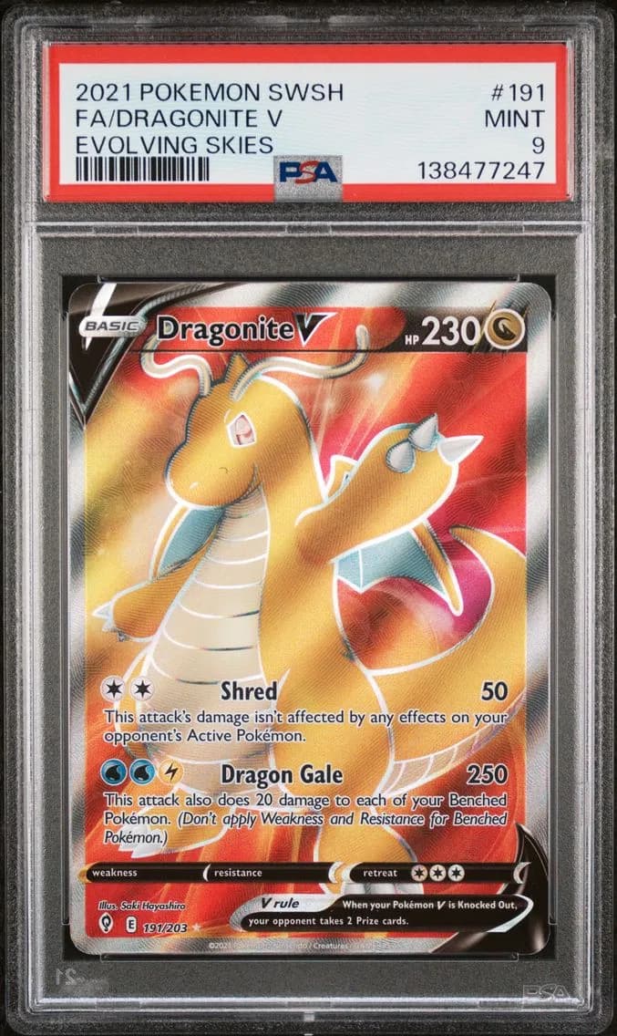 Dragonite V, Sword & Shield Evolving Skies, PSA 9