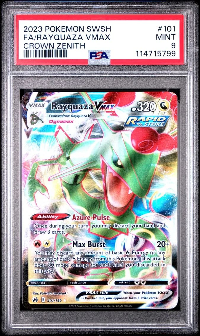 Rayquaza VMAX, Sword and Shield Crown Zenith, PSA 9