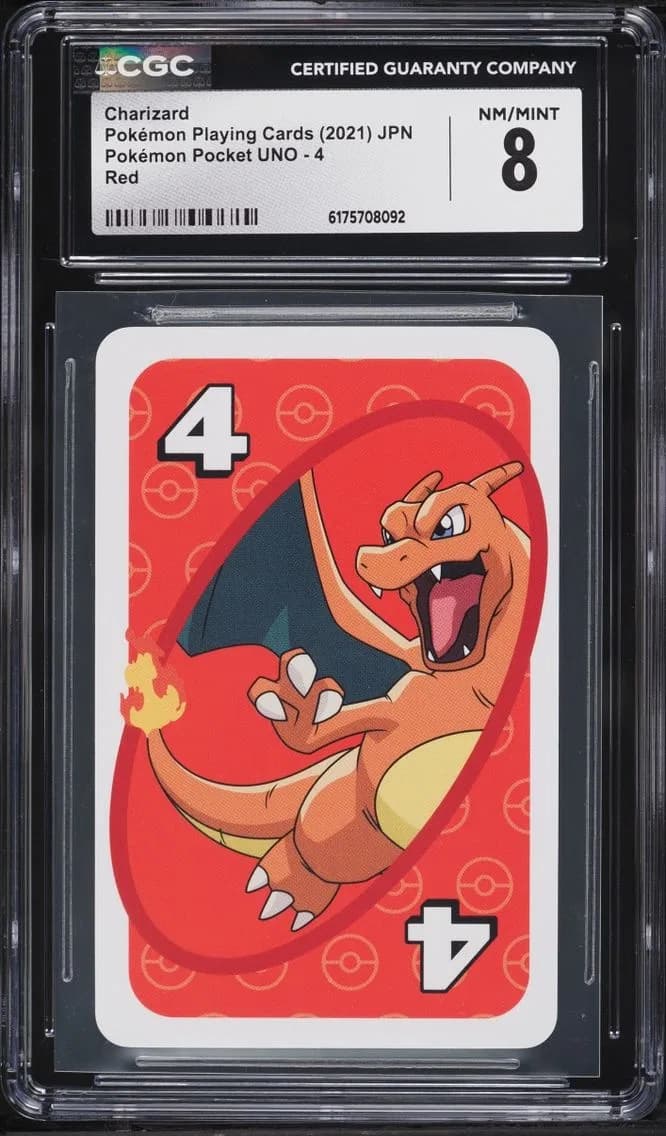 Red Charizard, Pokémon Pocket UNO (2021 Pocket Monsters Back) - Japanese, CGC 8