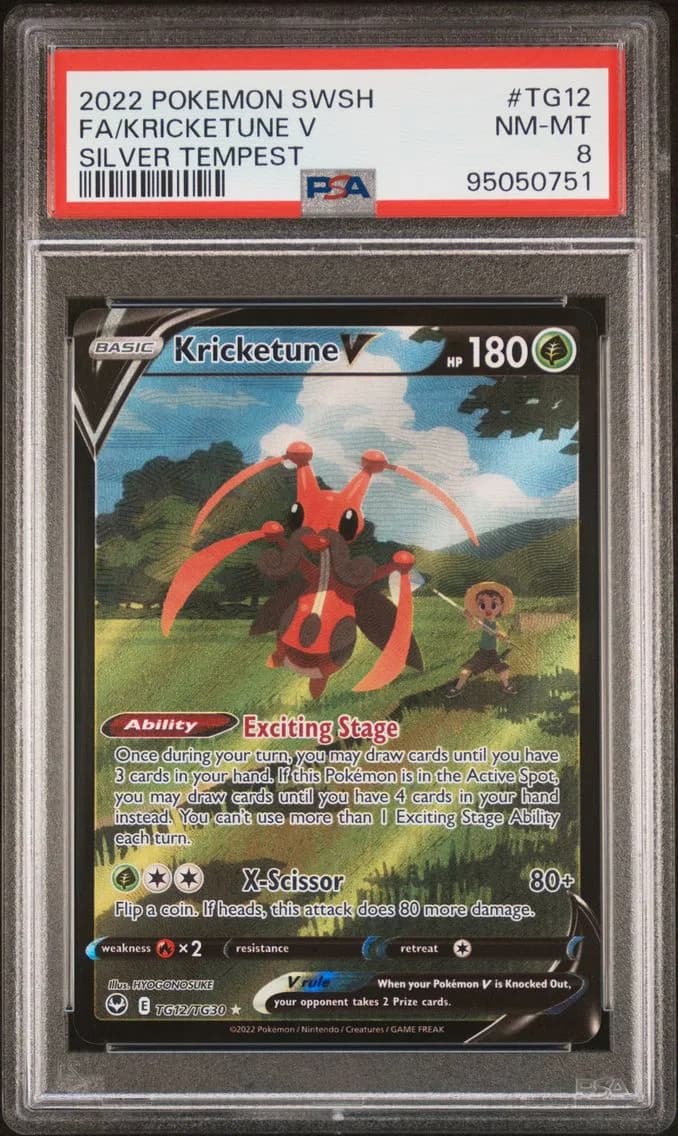 Kricketune V, Sword & Shield Silver Tempest, PSA 8