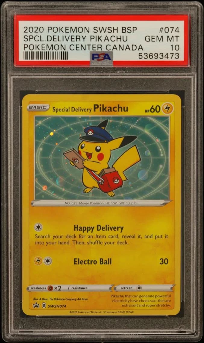 Special Delivery Pikachu-Holo, Swsh Black Star Promo, PSA 10