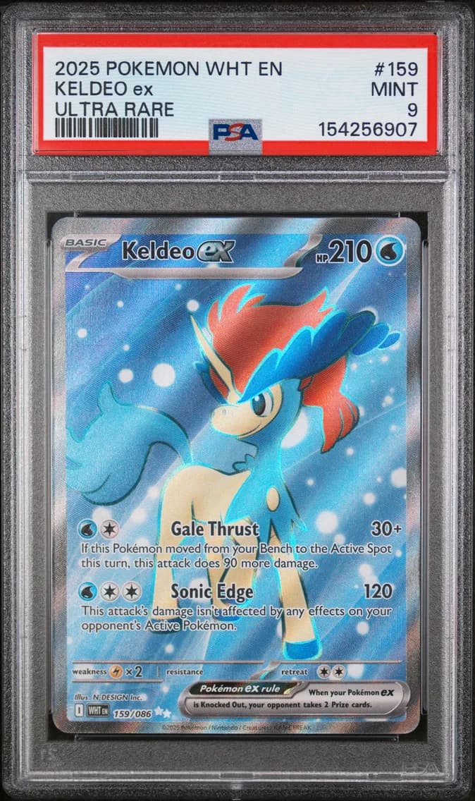 Keldeo EX, White Flare, PSA 9