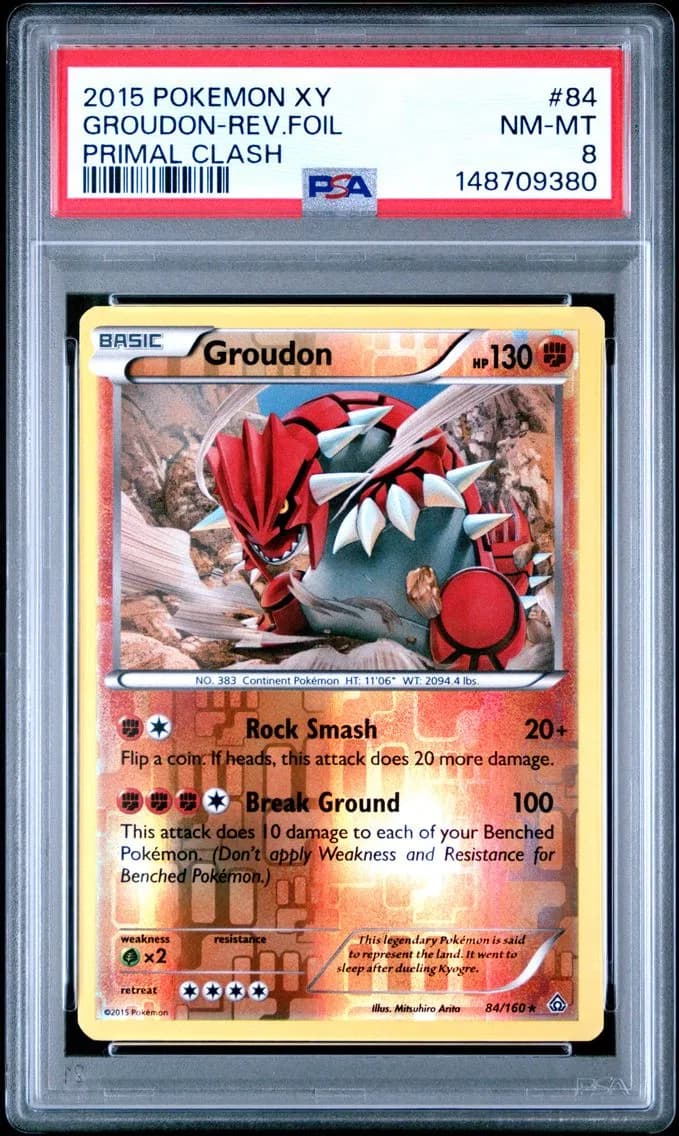 Groudon-Reverse Foil, XY Primal Clash, PSA 8