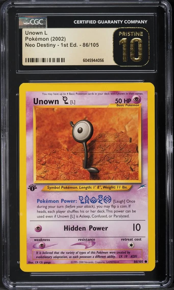 Unown L 1st edition, Neo Destiny - 1st Edition, CGC 10