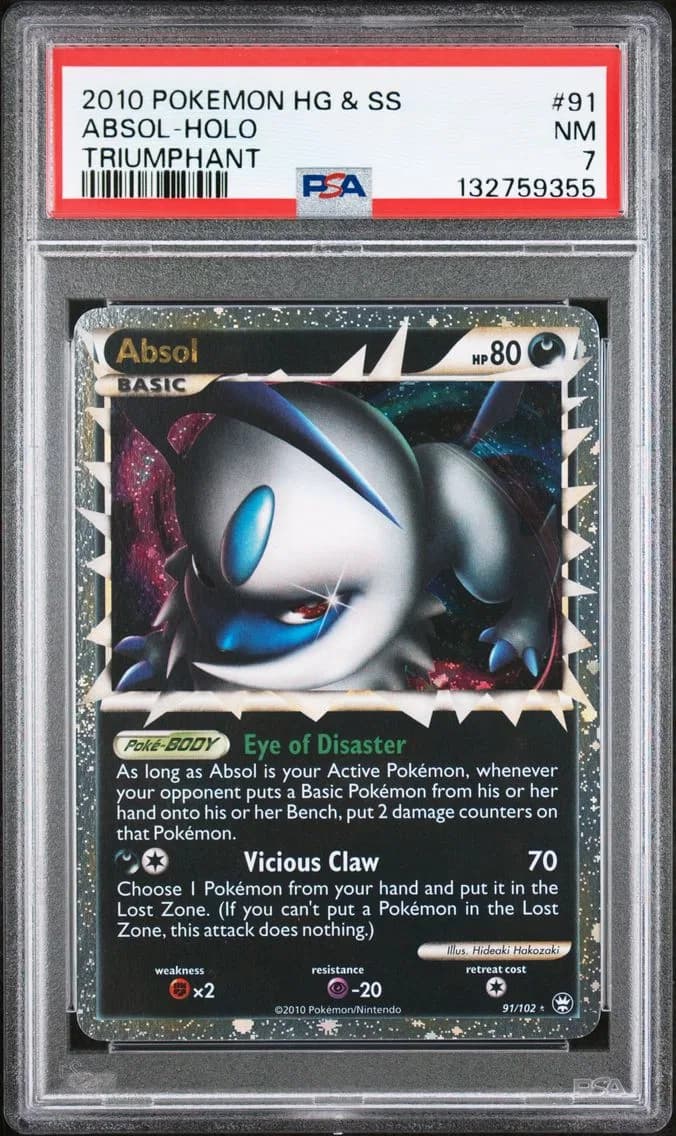 Absol-Holo, Heartgold & Soulsilver Triumphant, PSA 7
