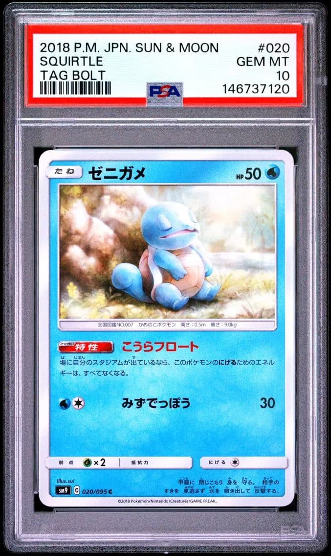 Squirtle, Japanese Sun & Moon Tag Bolt, PSA 10