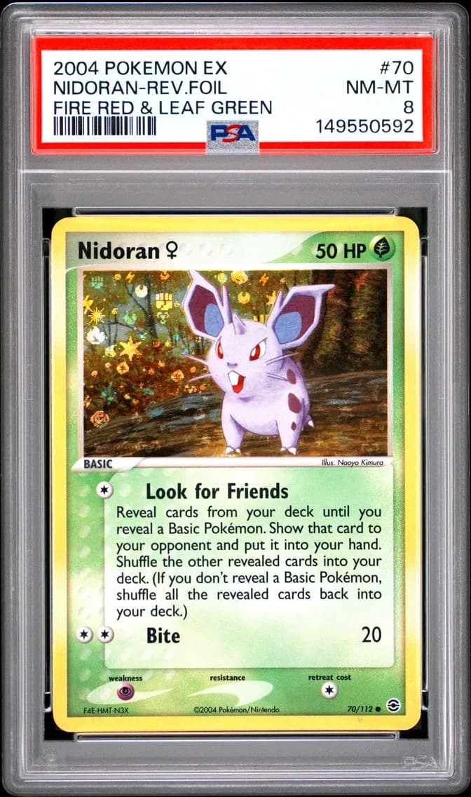 Nidoran-Reverse Foil, EX Fire Red & Leaf Green, PSA 8