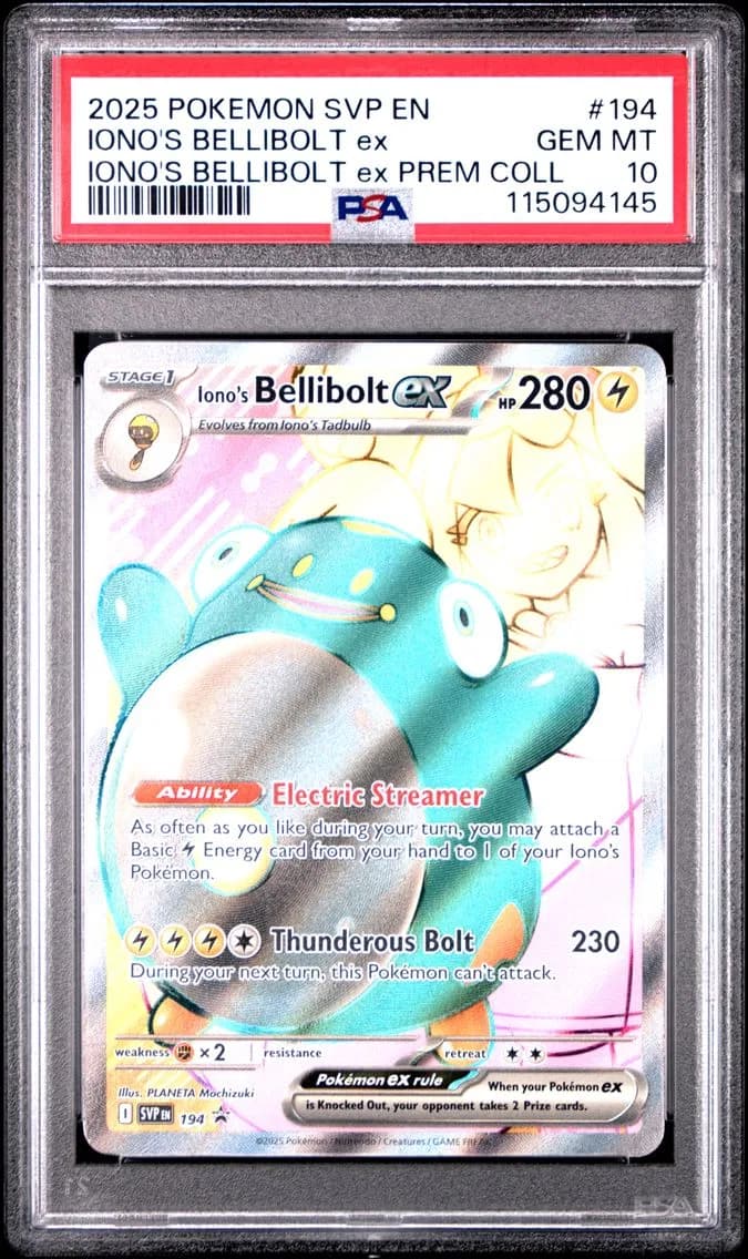 Iono's Bellibolt EX, SV Black Star Promo, PSA 10
