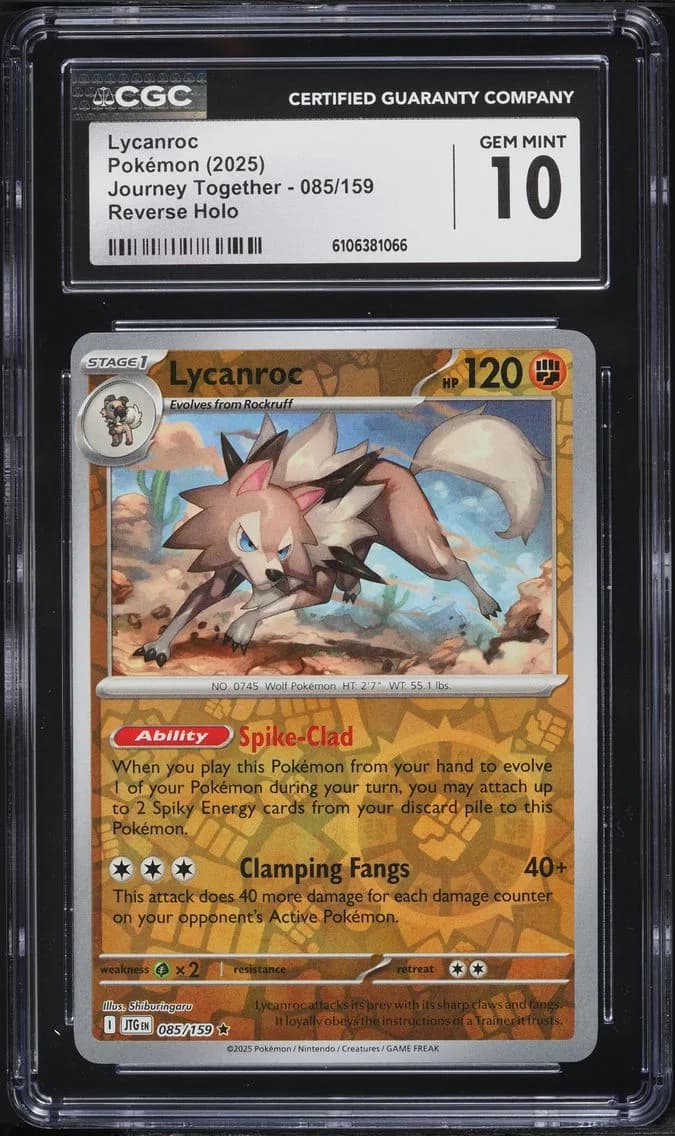 Lycanroc Reverse Holo, Journey Together, CGC 10